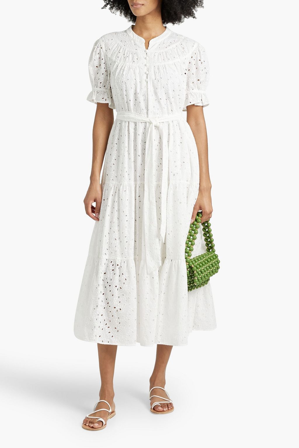 DIANE VON FURSTENBERG Kramer gestuftes Midikleid aus Baumwolle mit Lochstickerei