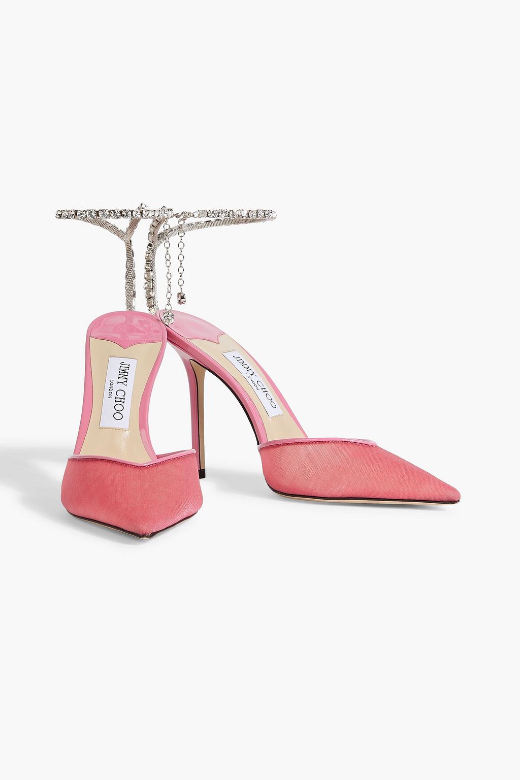 JIMMY CHOO Saeda 100 mesh and patent-leather pumps