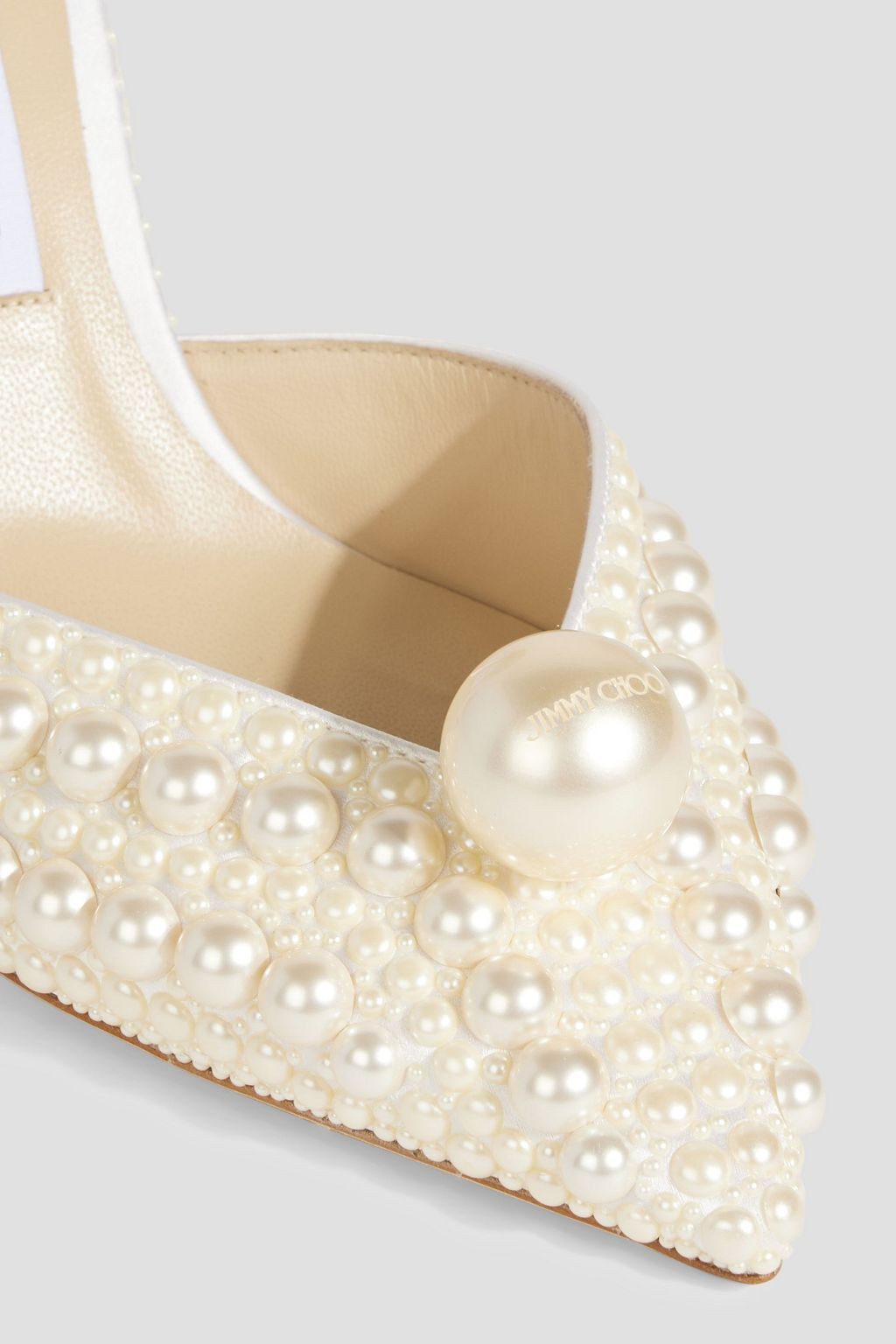 JIMMY CHOO Sabine 85 faux pearl-embellished satin pumps