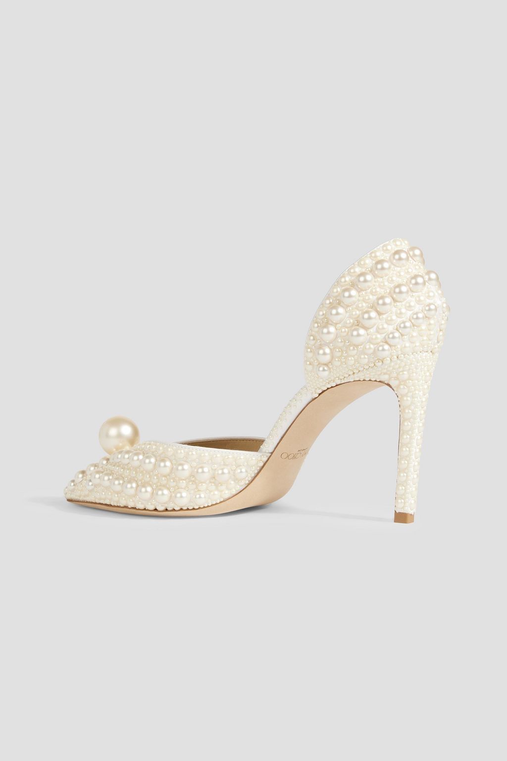 JIMMY CHOO Sabine 85 faux pearl-embellished satin pumps