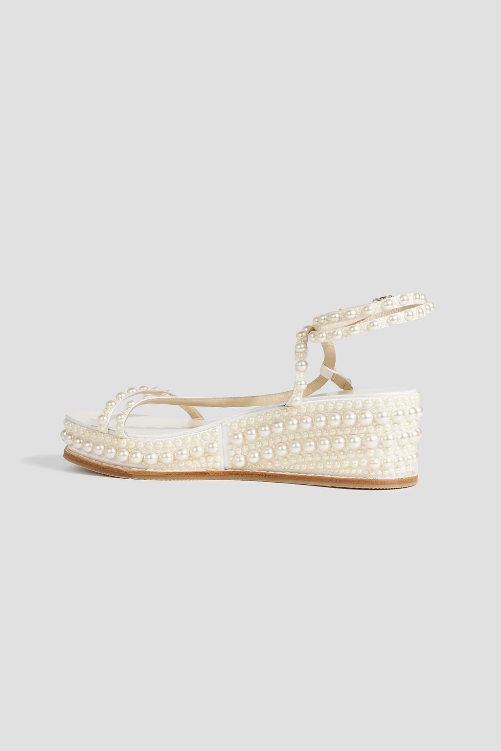JIMMY CHOO Drive 60 embellished satin wedge sandals
