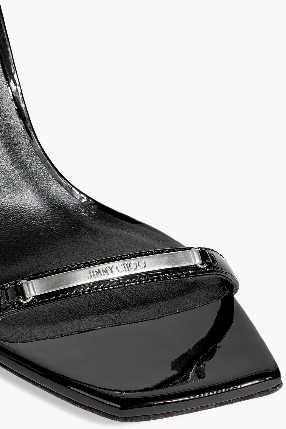 Jimmy Choo Jaxon 95 Embellished Patent-leather Sandals In Black
