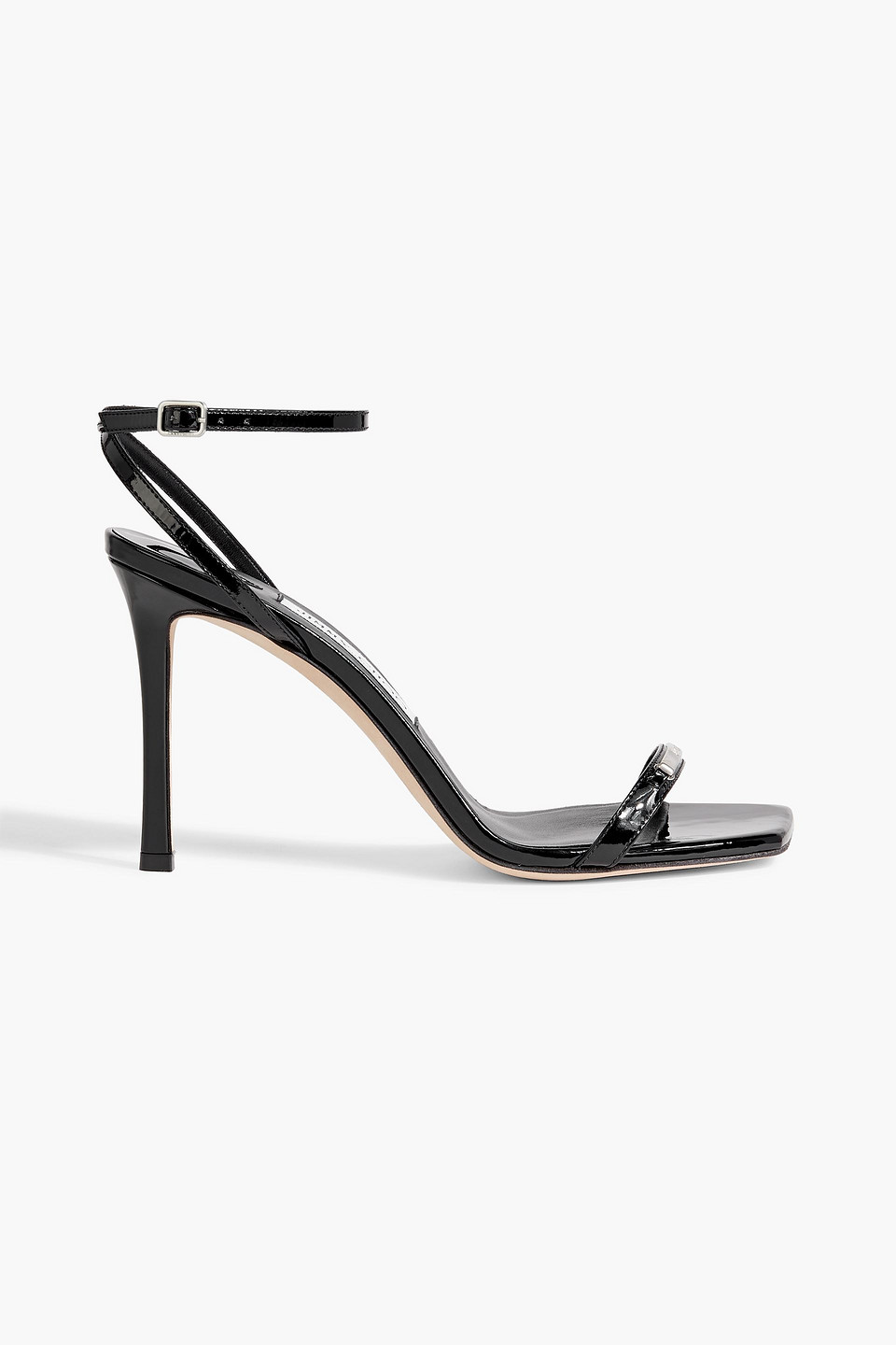 Jimmy Choo Jaxon 95 Embellished Patent-leather Sandals In Black