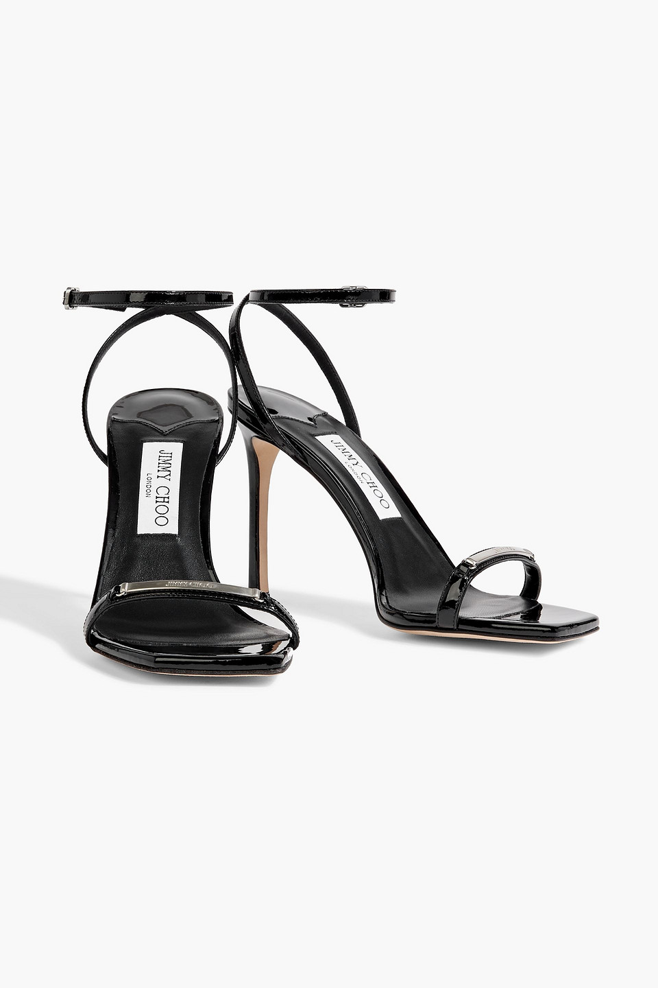 Jimmy Choo Jaxon 95 Embellished Patent-leather Sandals In Black