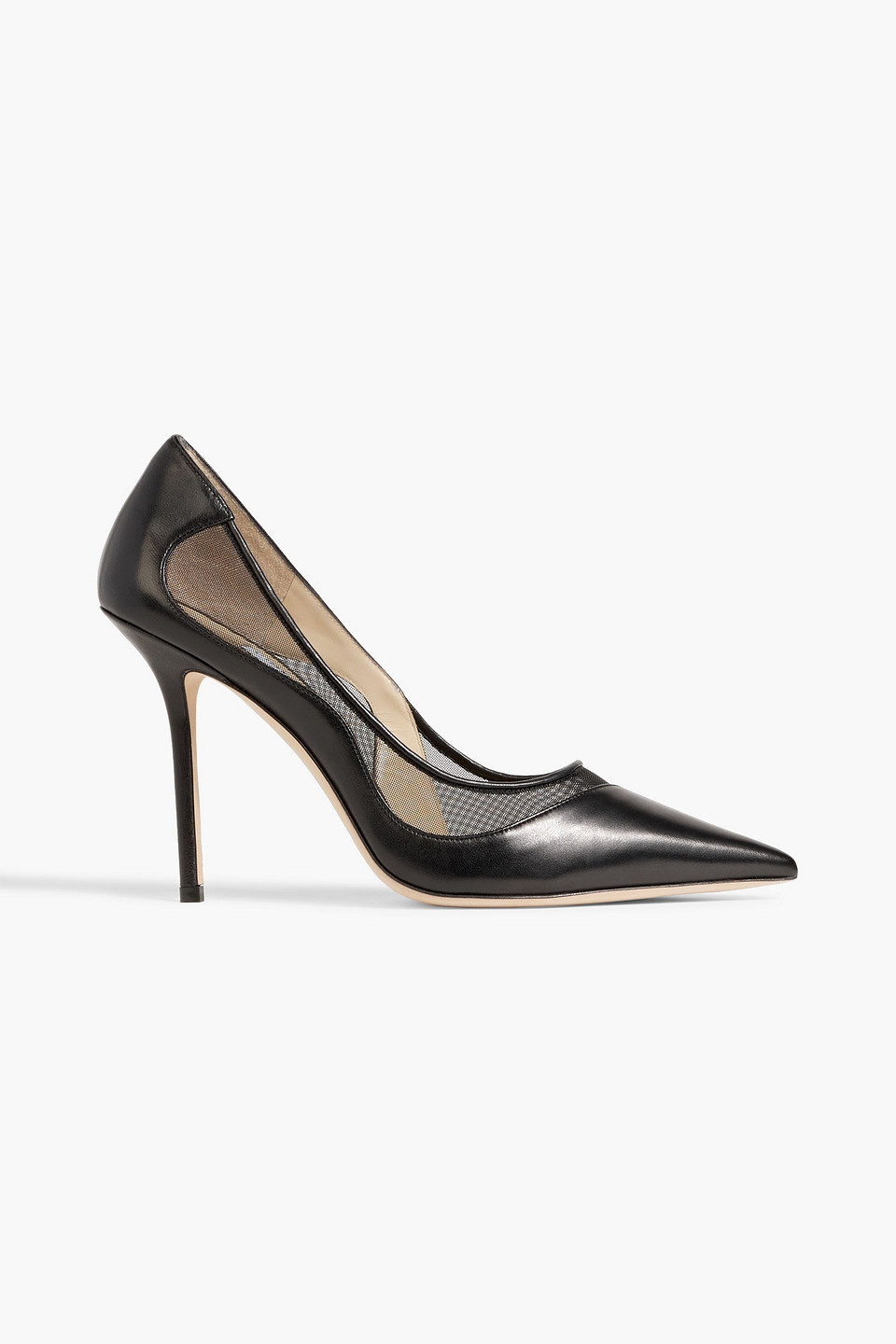 Jimmy Choo Love 100 Leather And Mesh Pumps In Black