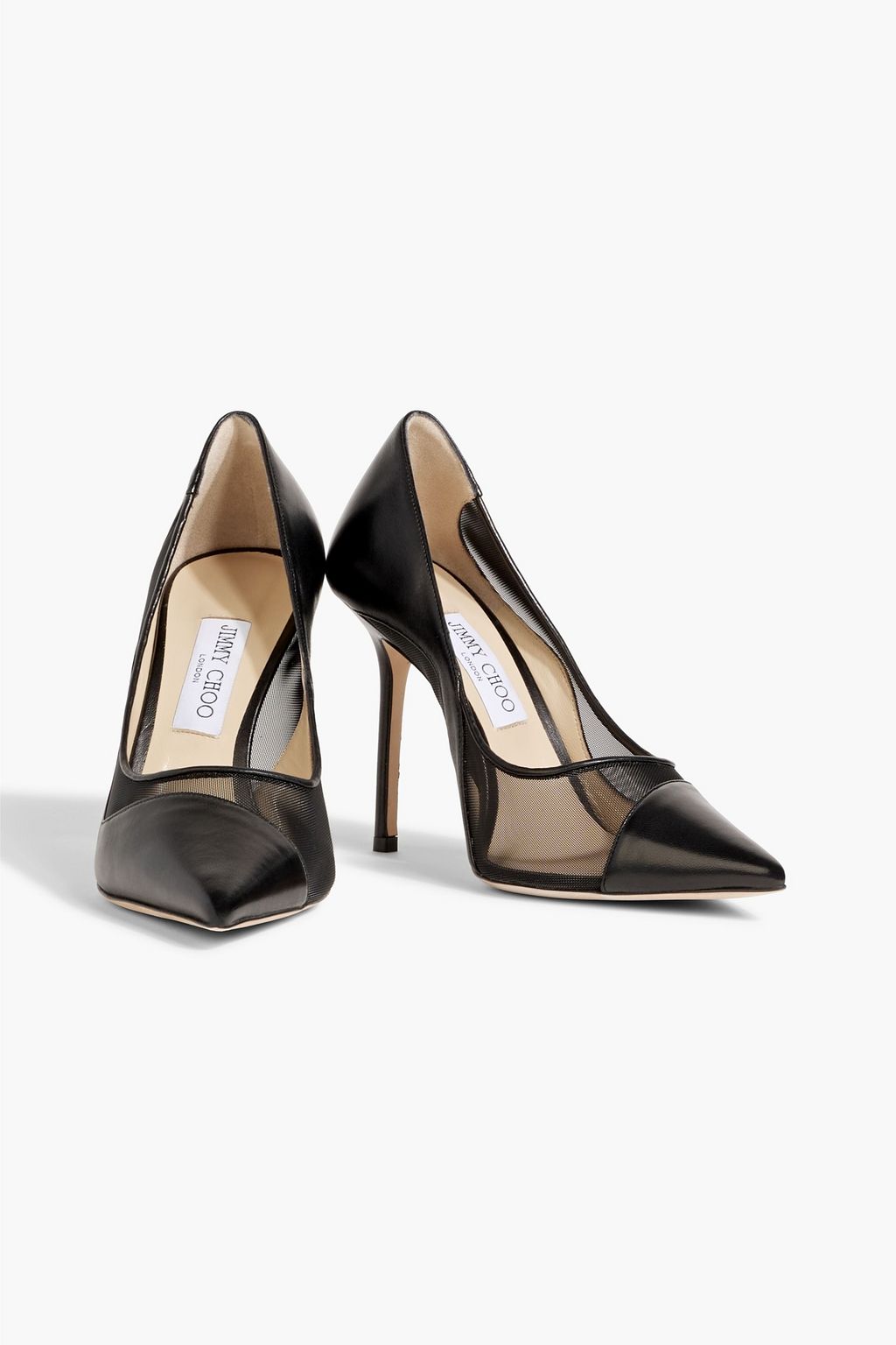 JIMMY CHOO Love 100 mesh and leather pumps