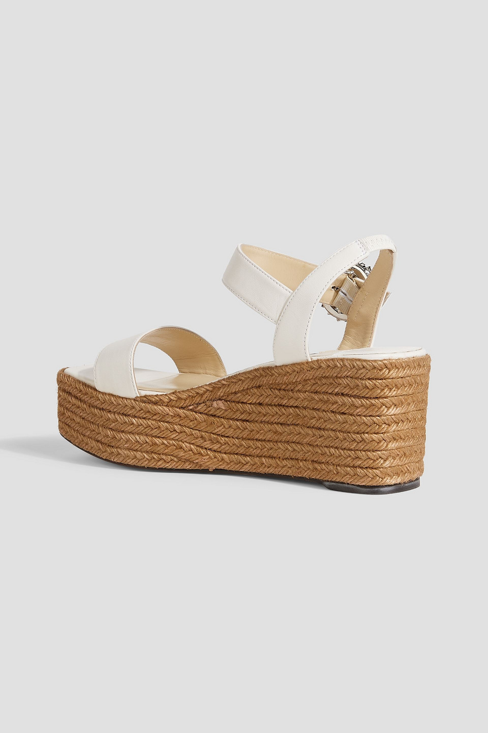 Shop Jimmy Choo Mirabelle 70 Leather Espadrille Wedge Sandals In Ivory