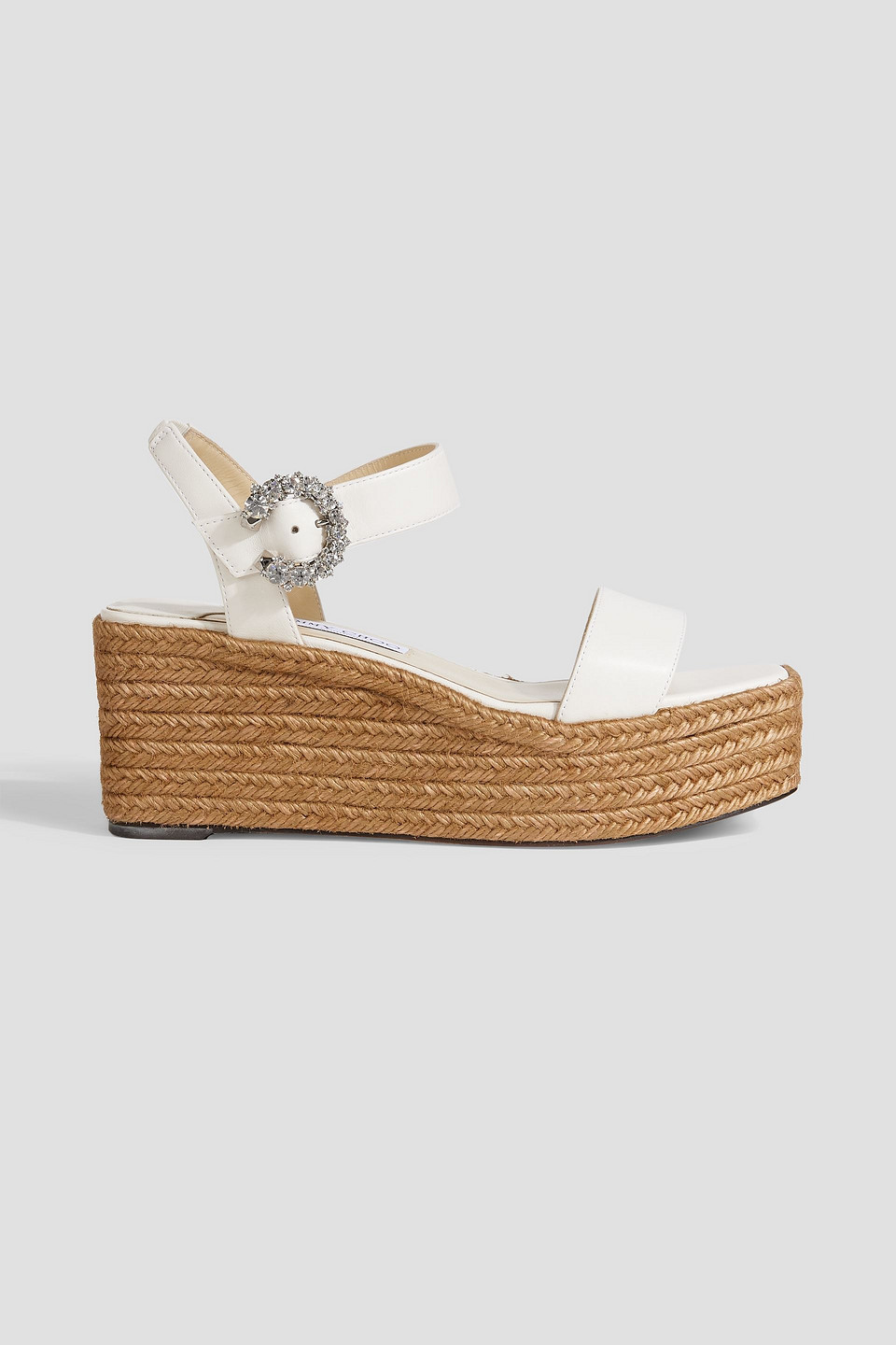 Jimmy Choo Mirabelle 70 Leather Espadrille Wedge Sandals In Ivory