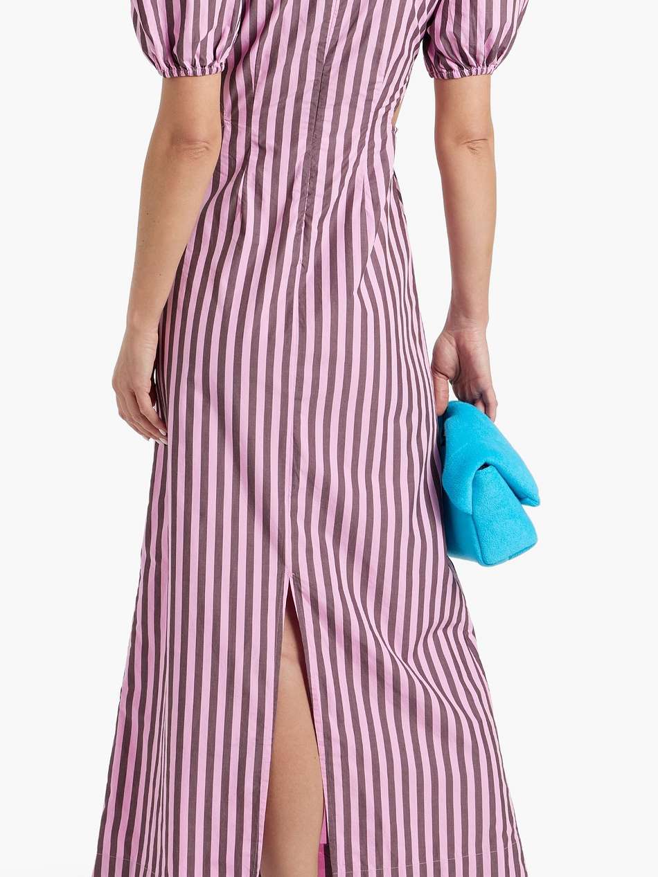 cutout striped cotton-poplin maxi dress