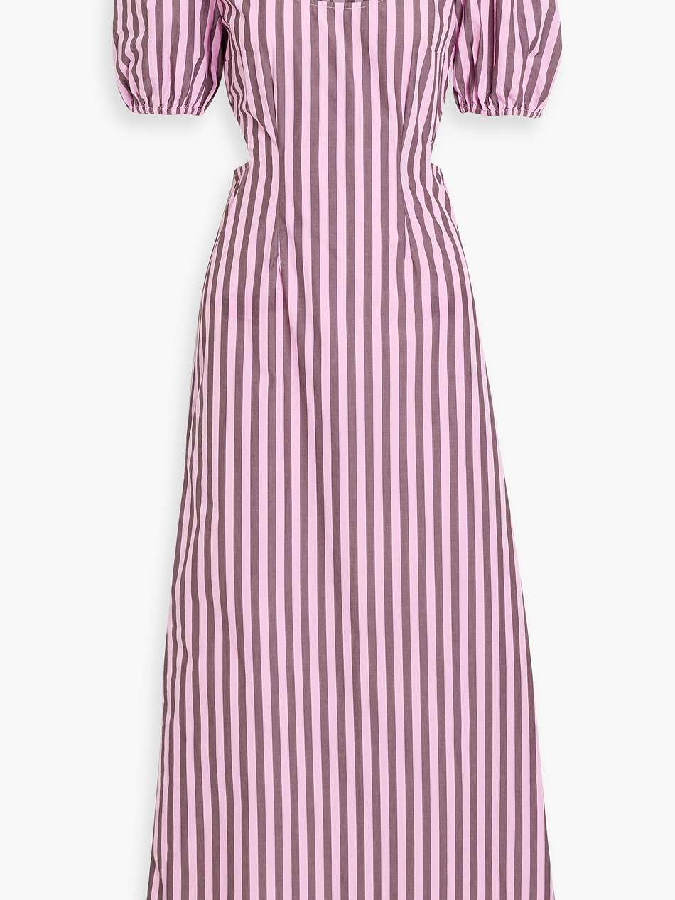 cutout striped cotton-poplin maxi dress