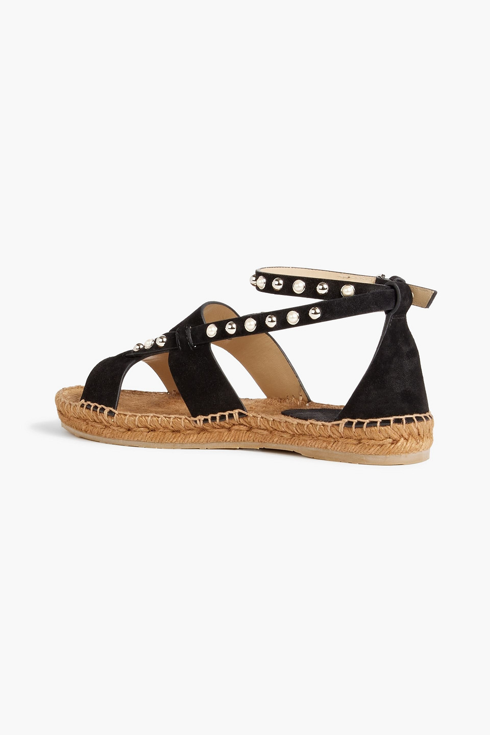 JIMMY CHOO DENISE EMBELLISHED SUEDE ESPADRILLE SANDALS