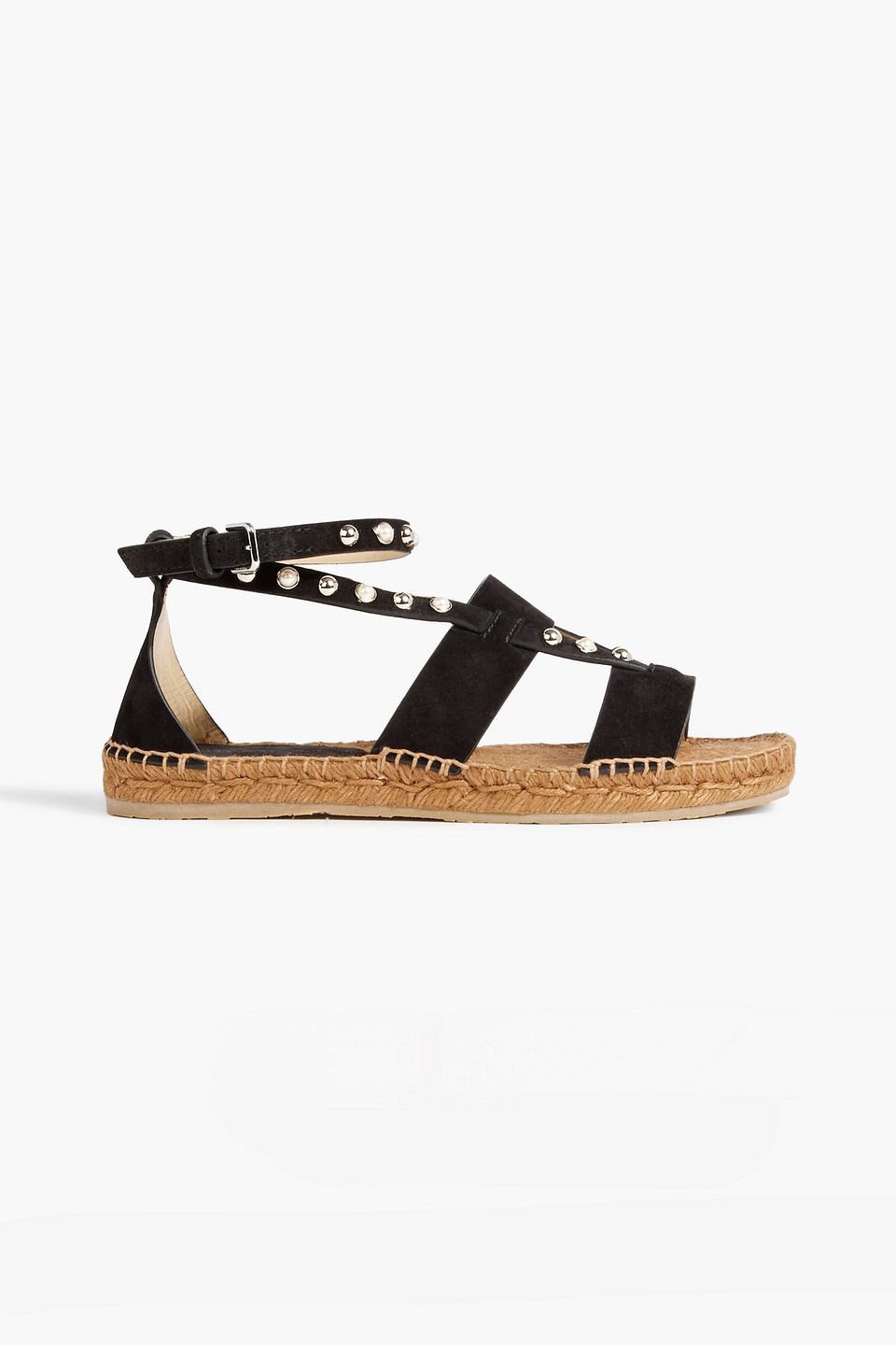 Jimmy Choo Denise Studded Suede Espadrille Sandals In Black