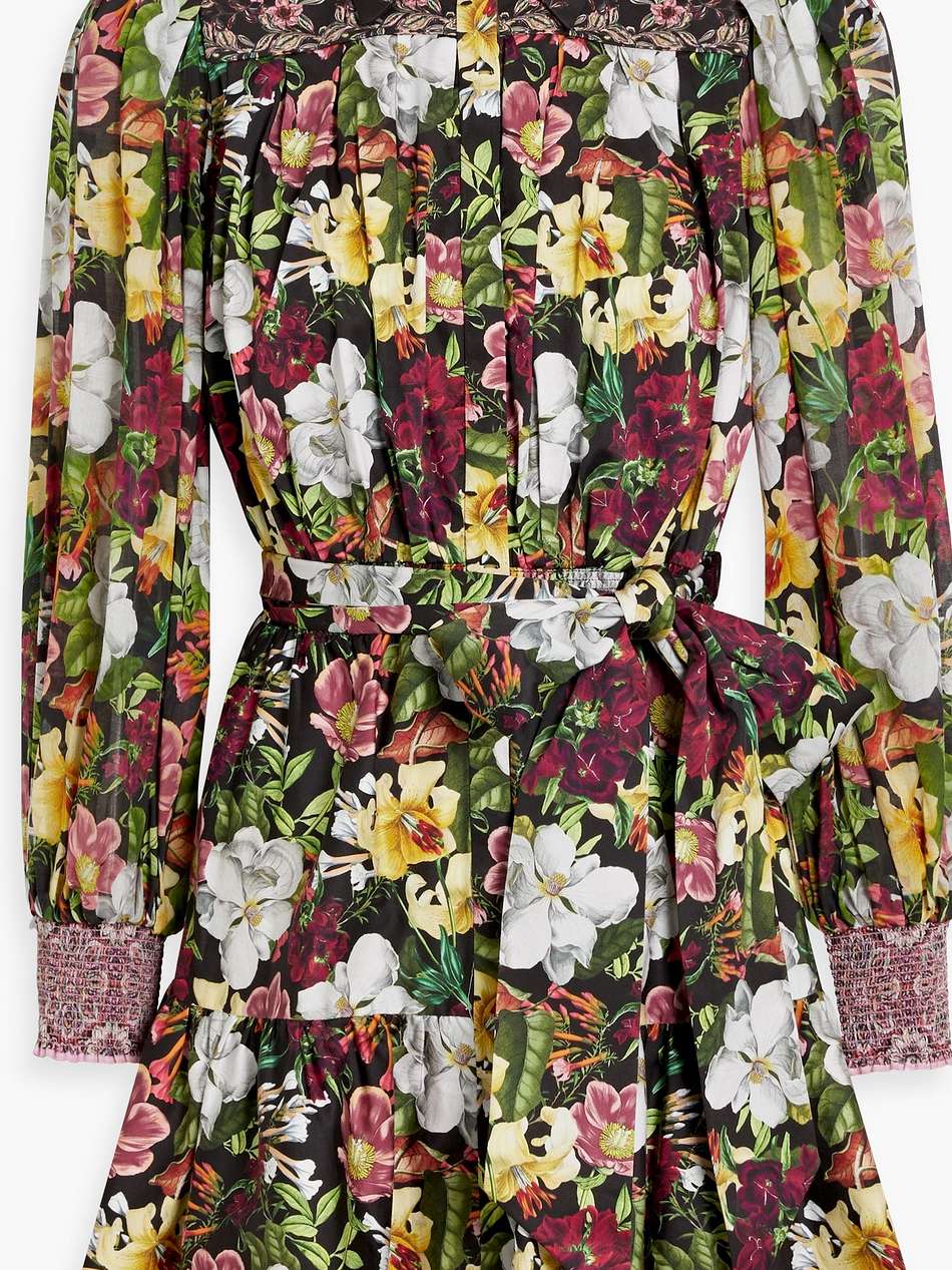 tiffie shirred floral-print cotton-blend poplin mini shirt dress