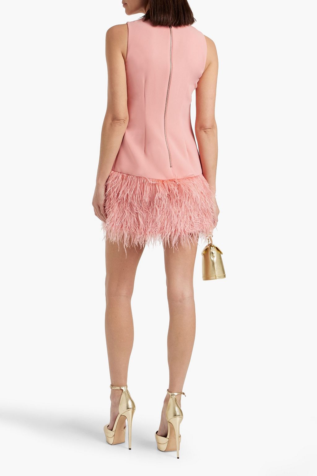ALICE + OLIVIA Coley feather-trimmed crepe mini dress
