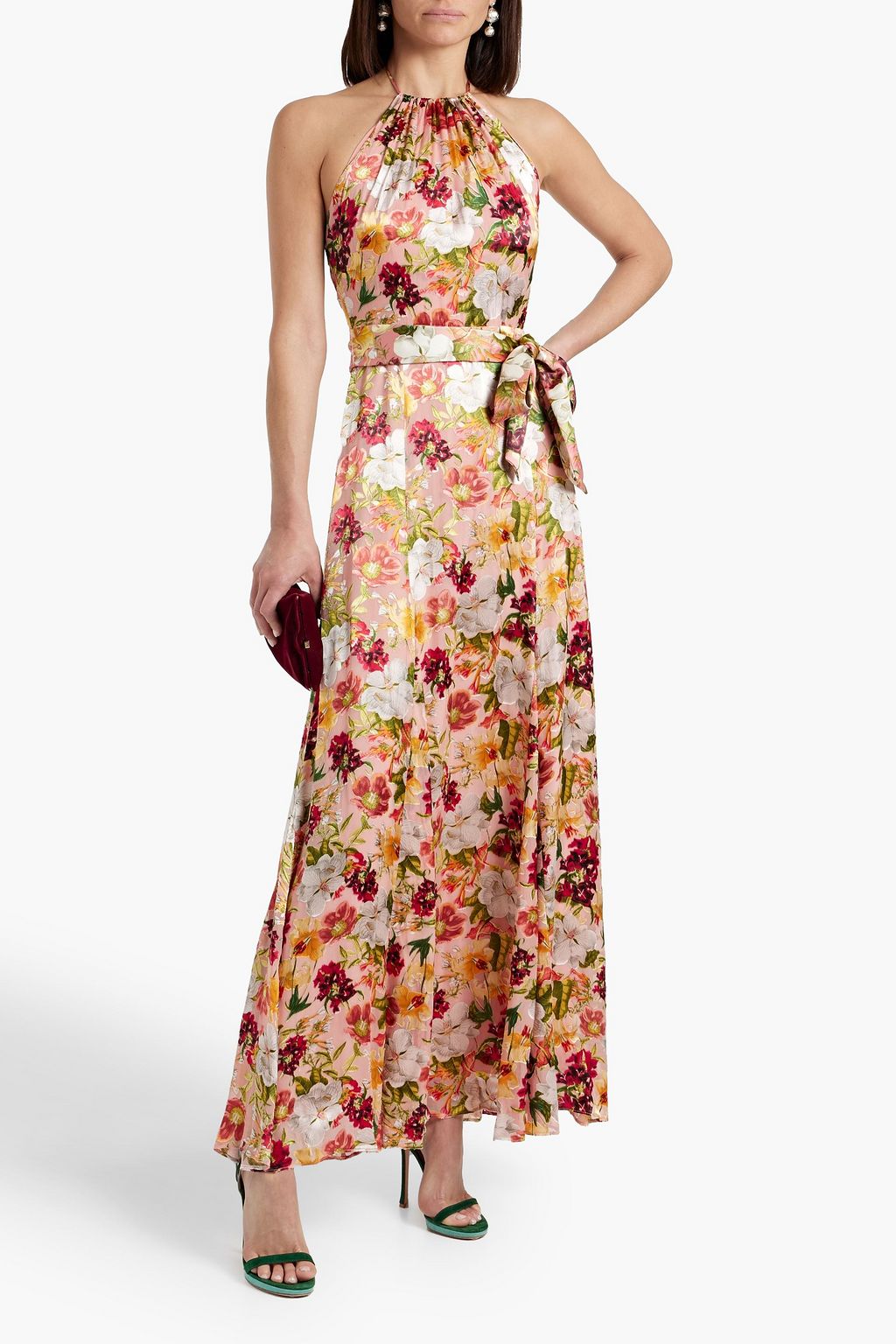 ALICE + OLIVIA フィルクーペシフォン ホルターネック マキシワンピース フローラルプリント