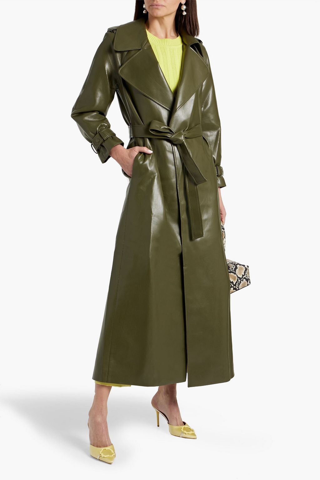 ALICE + OLIVIA Jarrett faux leather trench coat
