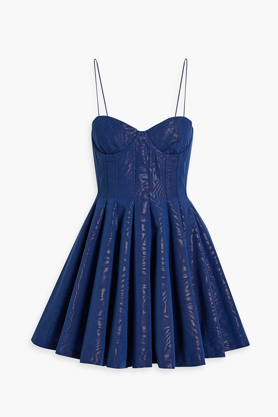 Shop Alice And Olivia Adara Pleated Moire Mini Dress In Royal Blue