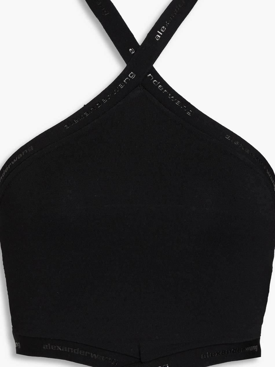 cropped stretch-jersey halterneck top