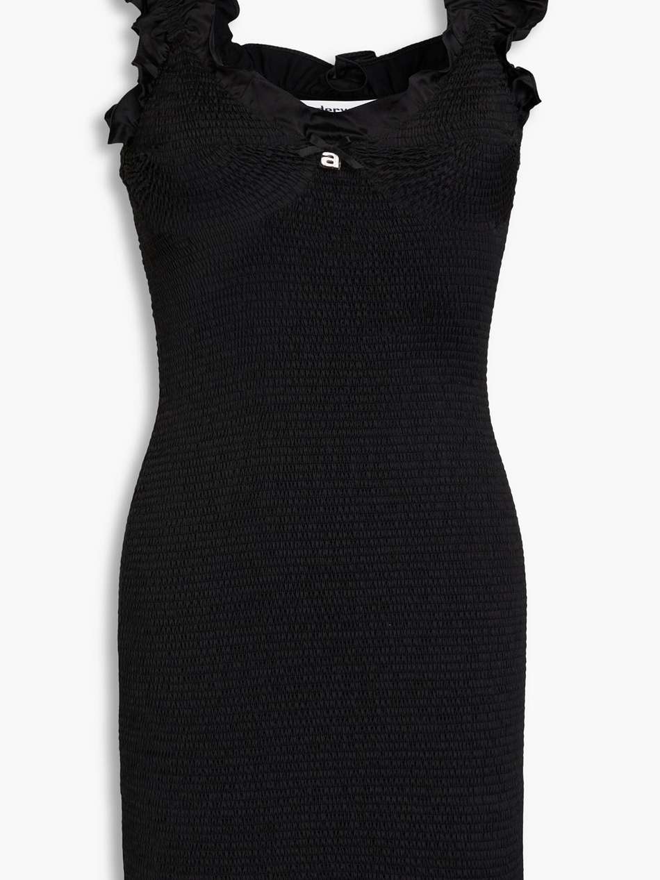 shirred silk-satin mini dress