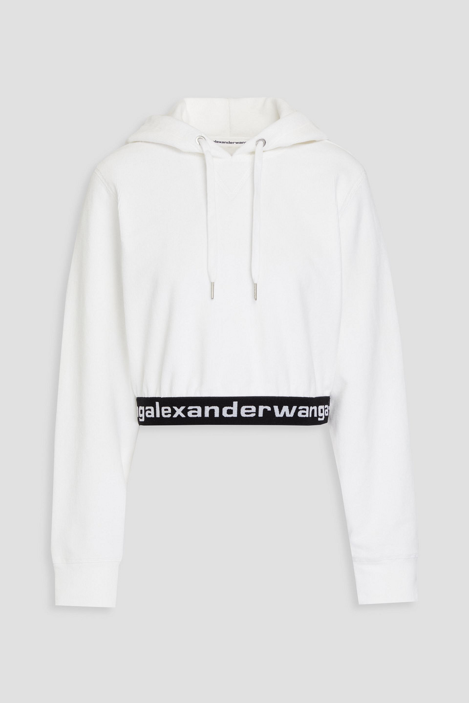 Cropped stretch cotton-blend corduroy hoodie