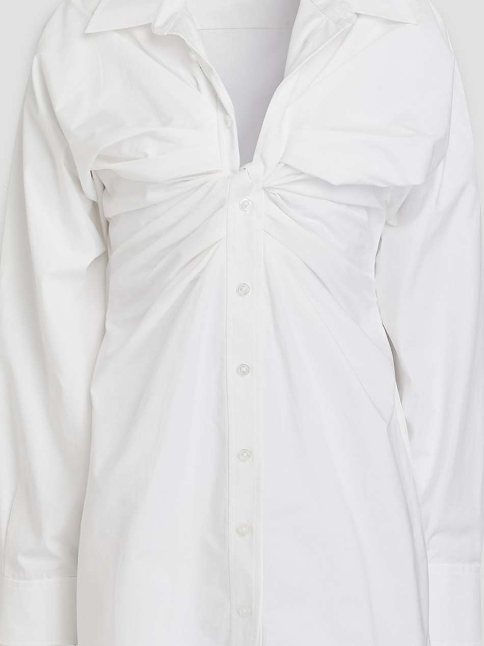 ruched cotton-poplin mini shirt dress