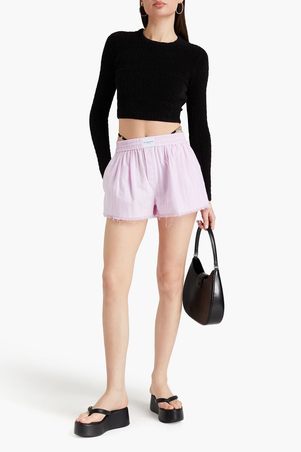 ALEXANDERWANG.T コットンオックスフォード ショートパンツ ストライプ