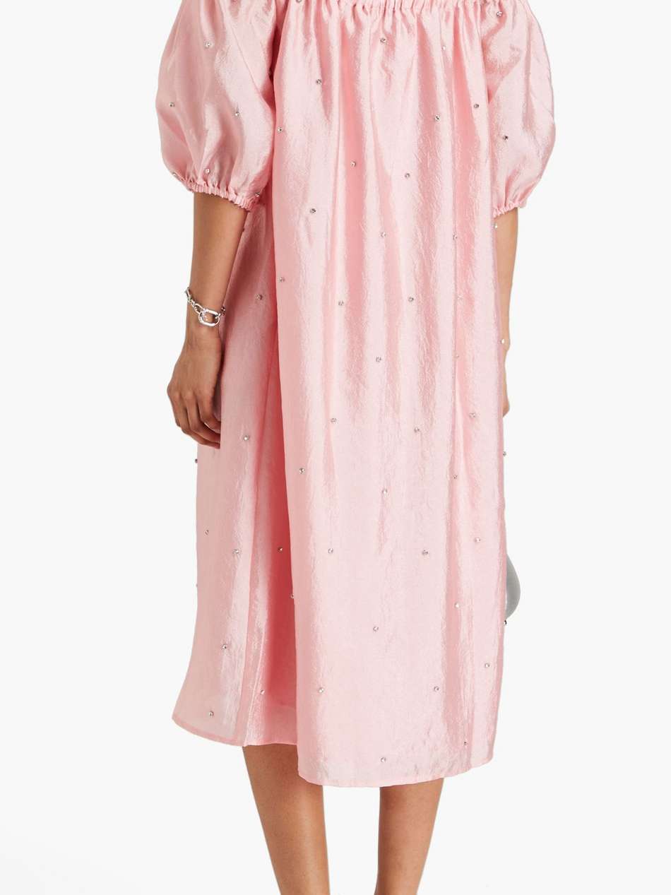 portia cold-shoulder crystal-embellished satin-crepe midi dress
