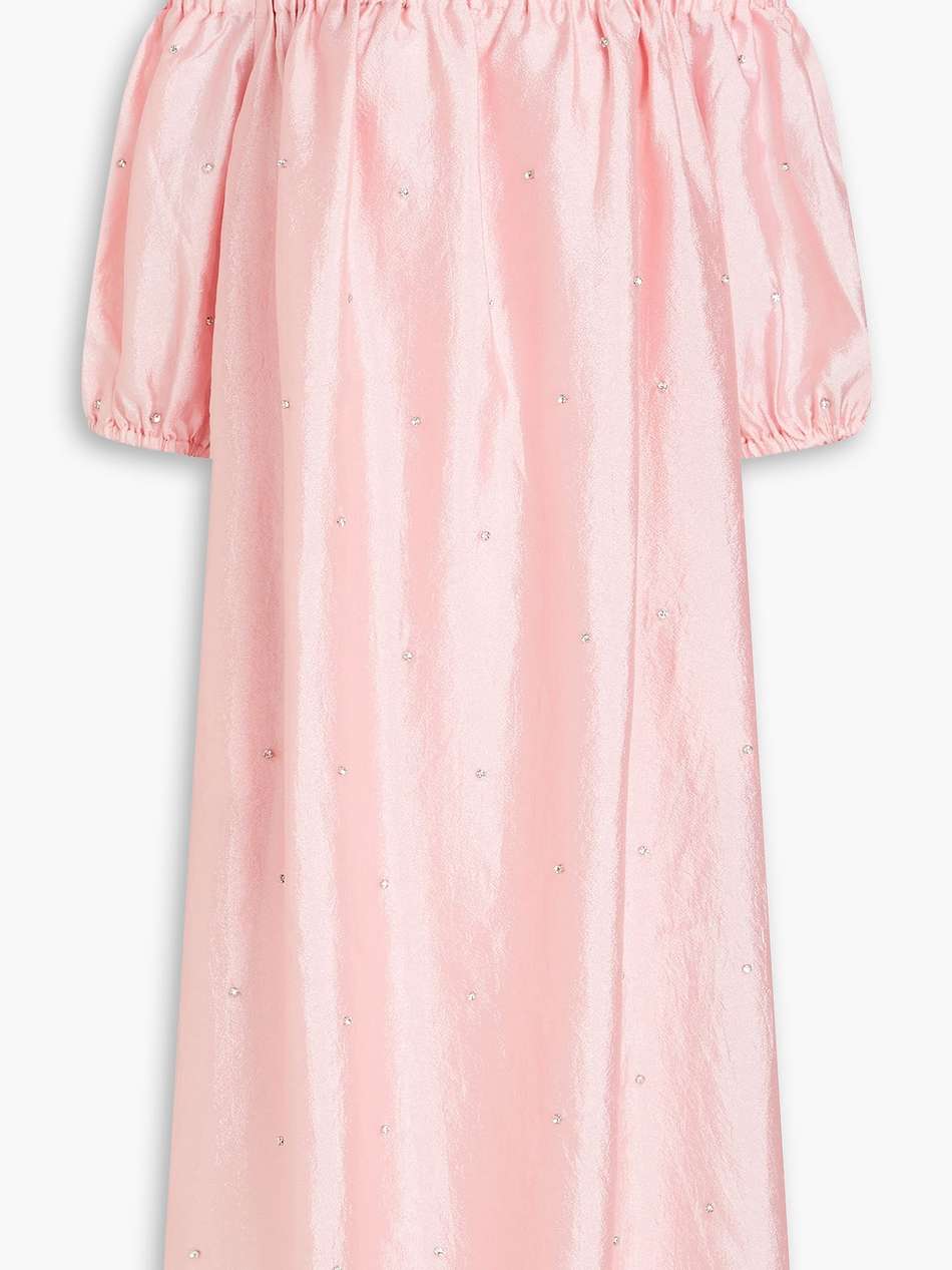 portia cold-shoulder crystal-embellished satin-crepe midi dress