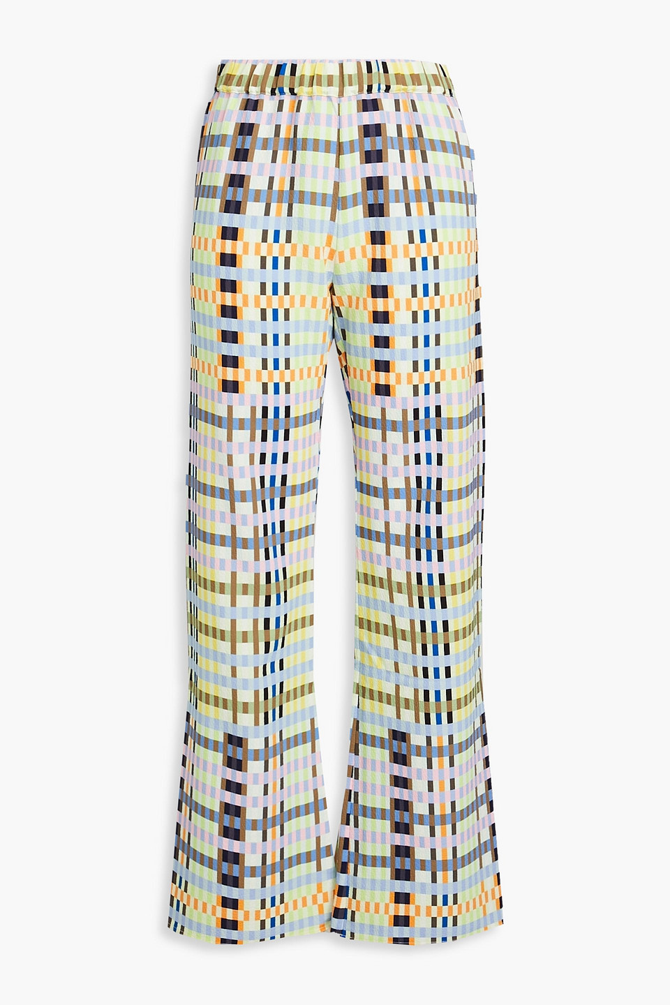 Stine Goya Marc Stretch-jacquard Flared Pants In Light Green