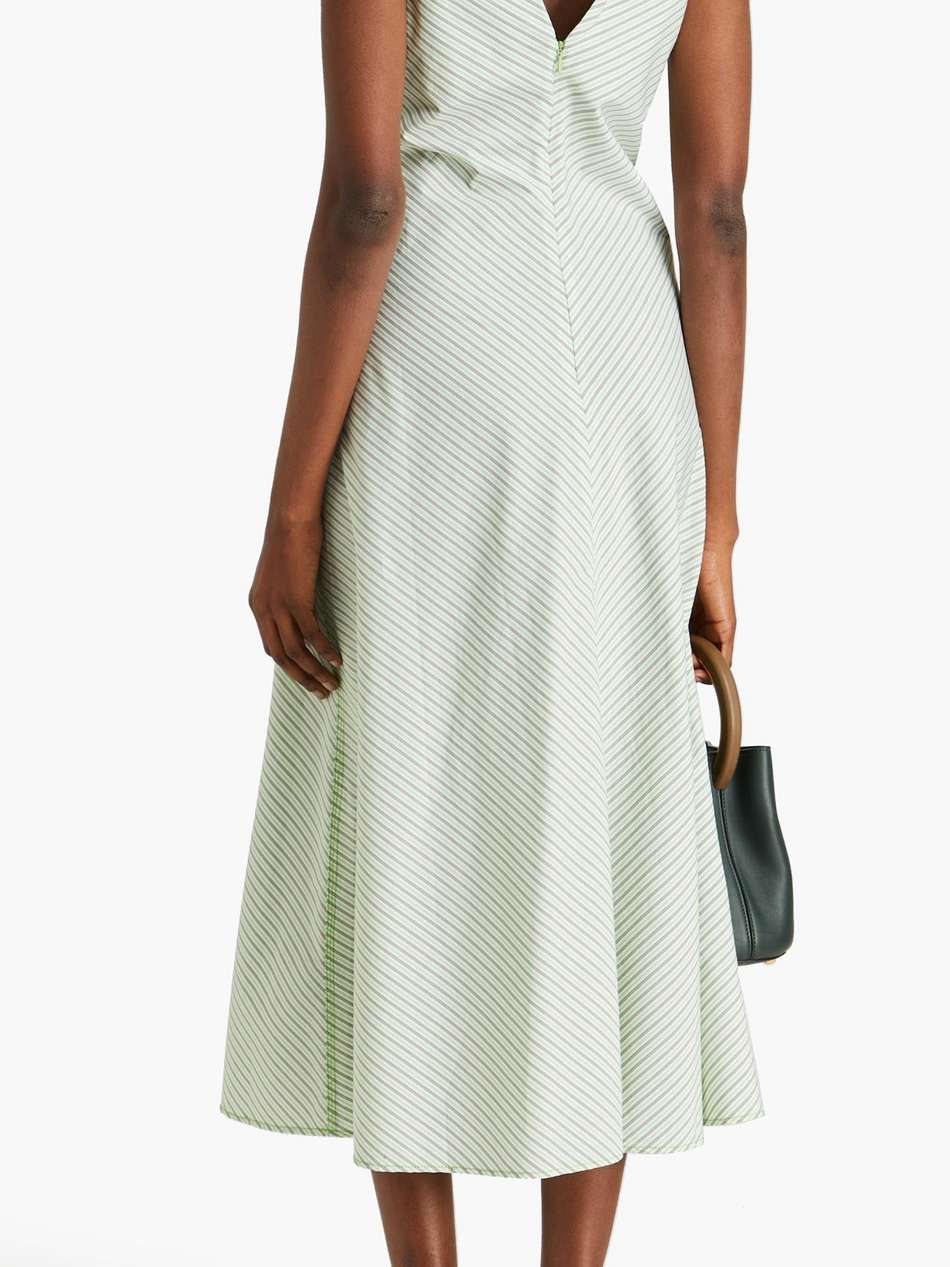 jayden pleated striped cotton-poplin midi dress