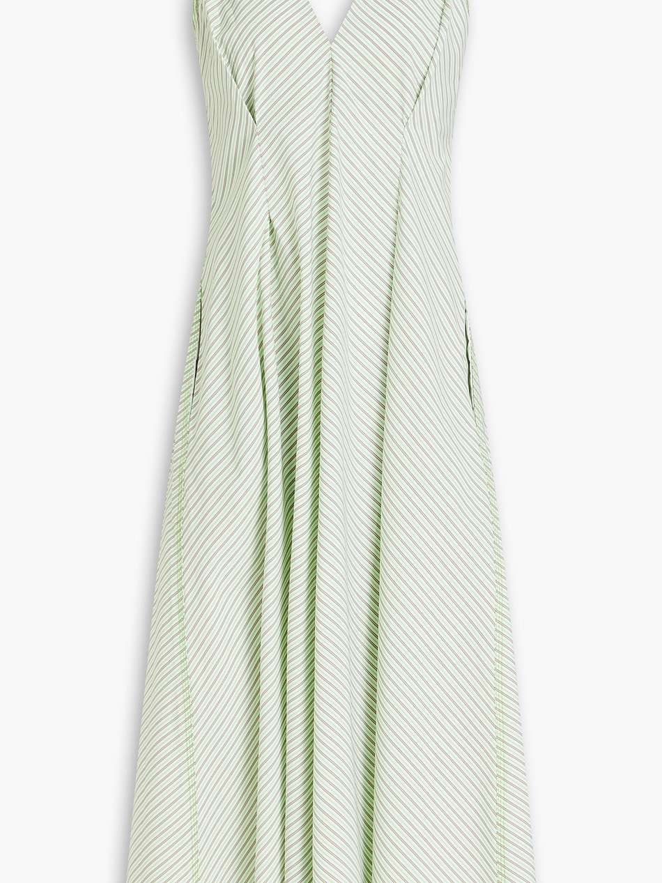 jayden pleated striped cotton-poplin midi dress