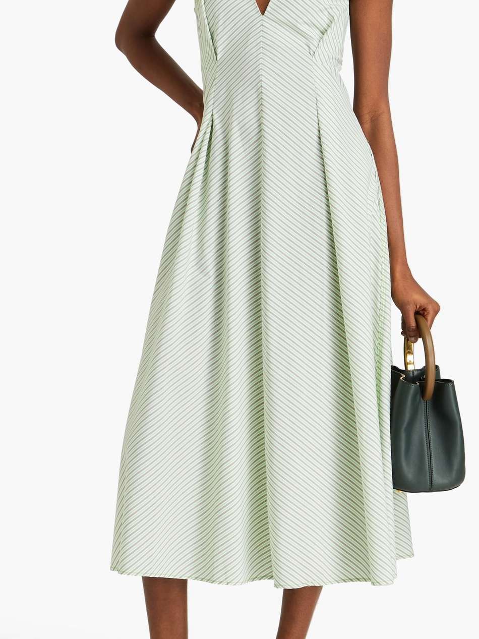 jayden pleated striped cotton-poplin midi dress