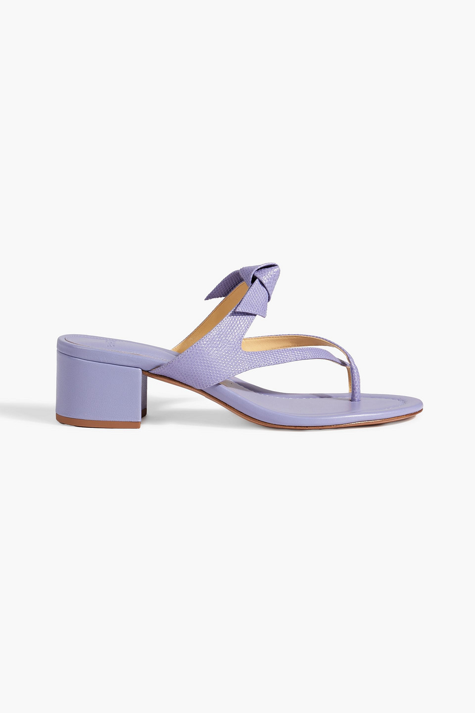 Alexandre Birman Clarita 45 Bow-detailed Lizard-effect Leather Sandals In Lilac