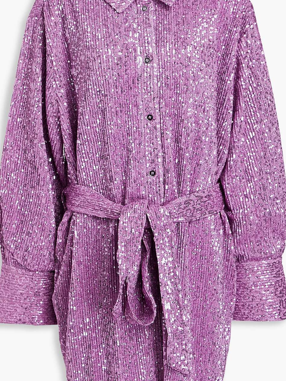 isolde sequined lamé-jersey mini shirt dress