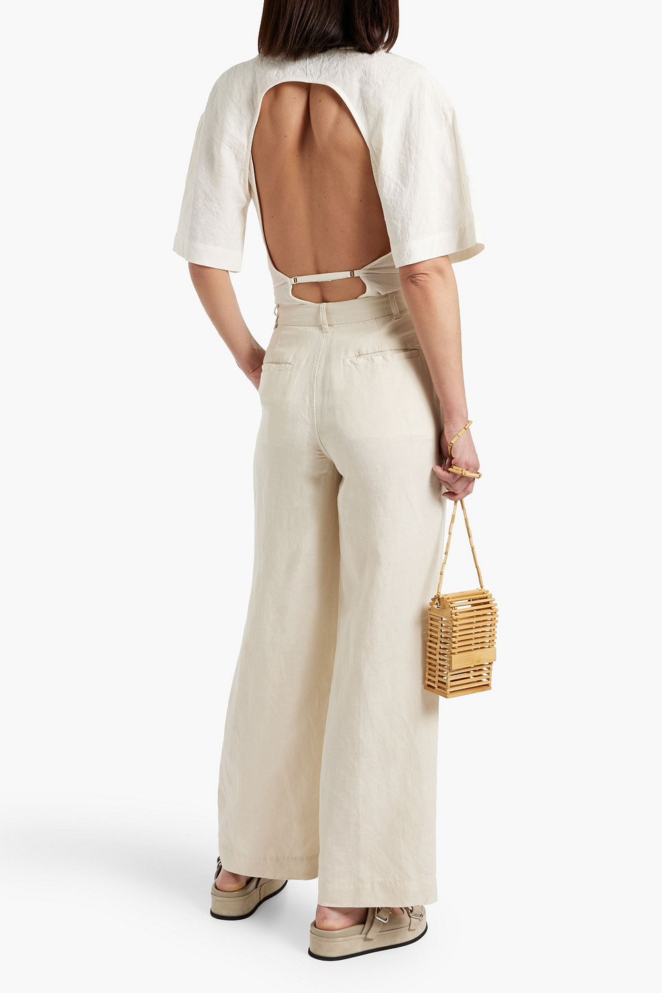 Shop Onia Linen And Lyocell-blend Wide-leg Pants In Sand