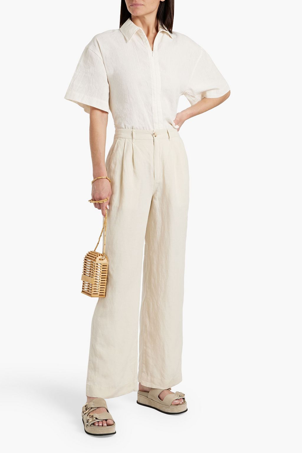 ONIA Linen and Lyocell-blend wide-leg pants