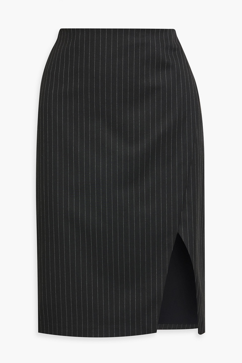 Siobhan wrap-effect pinstriped twill skirt