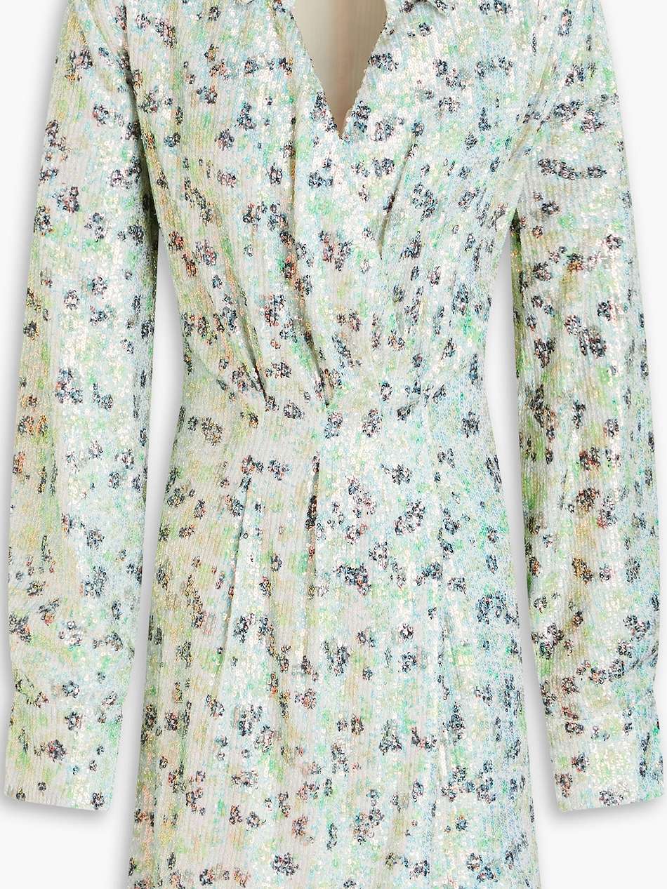 cille sequined printed jersey mini dress