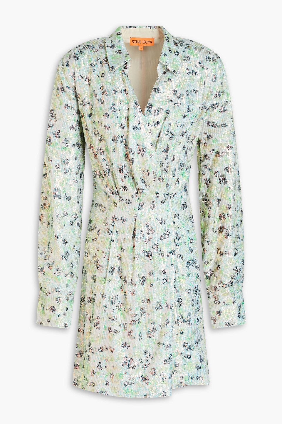 Stine Goya Cille Sequined Printed Jersey Mini Dress In Mint