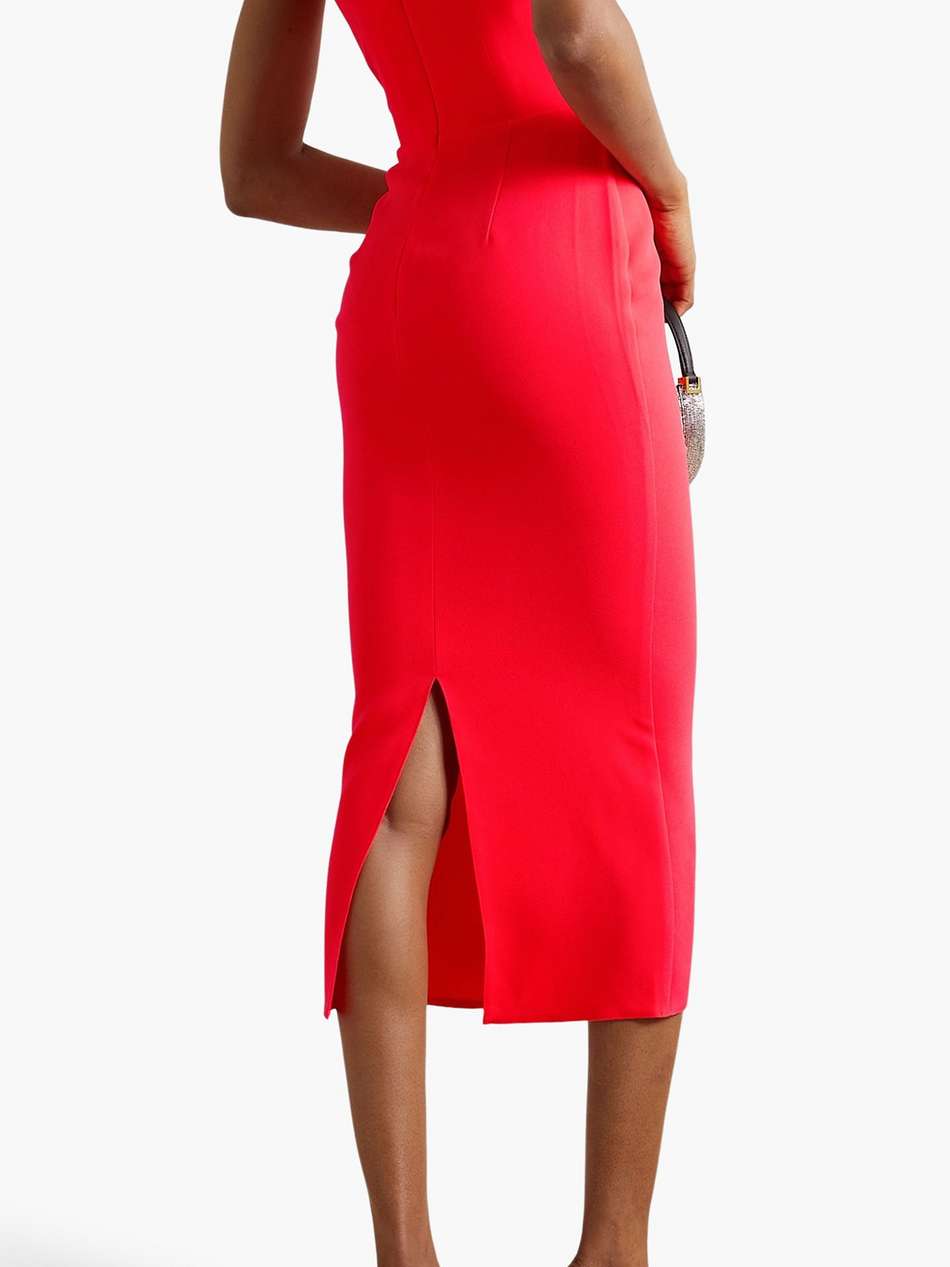 strapless stretch-crepe midi dress