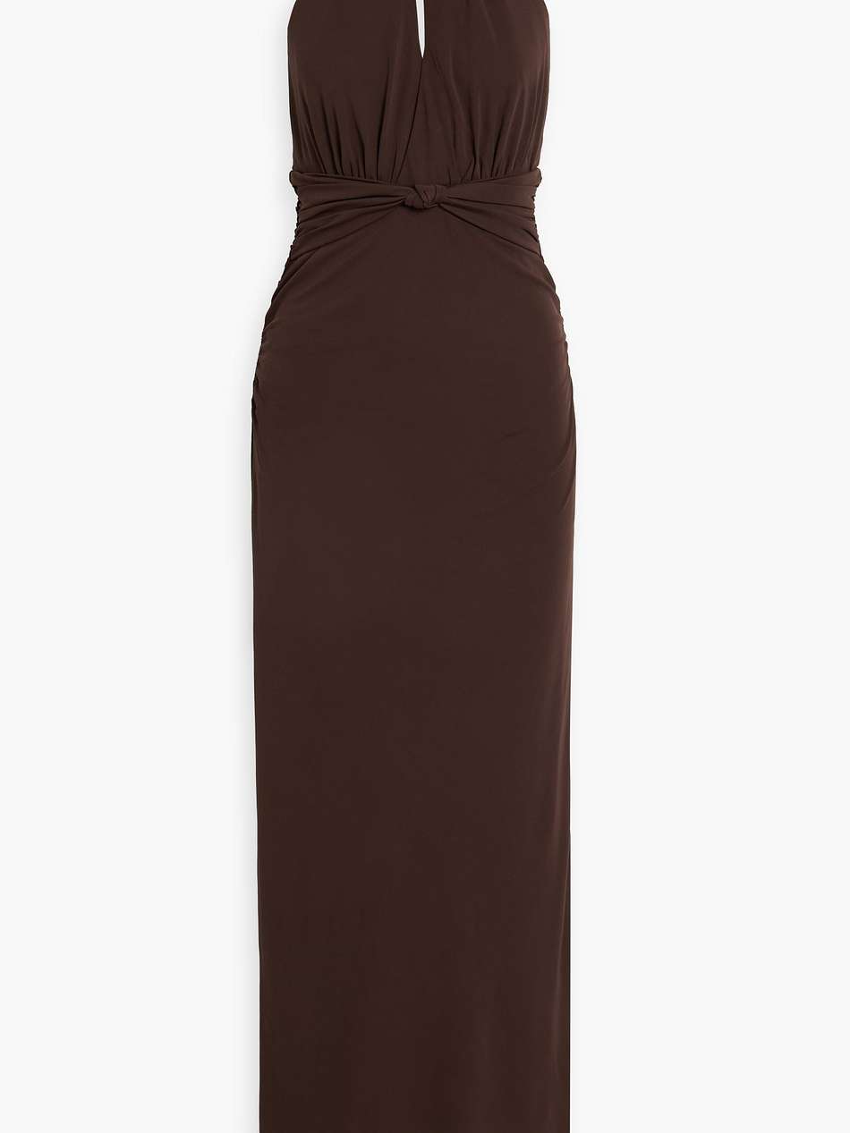 phoenix ruched jersey halterneck gown