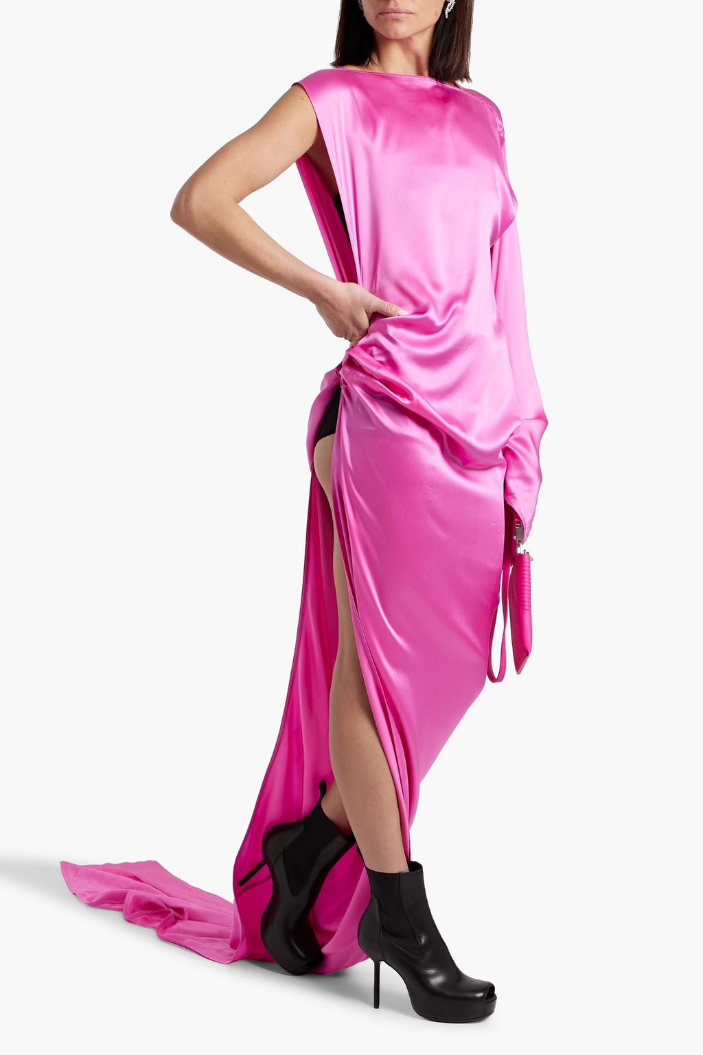 RICK OWENS Edfu draped cutout cupro-satin gown