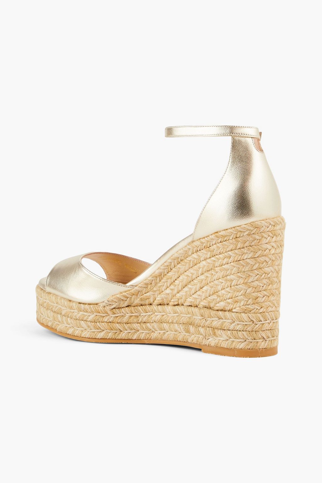 STUART WEITZMAN 메탈릭 가죽 에스파드류 웨지 샌들