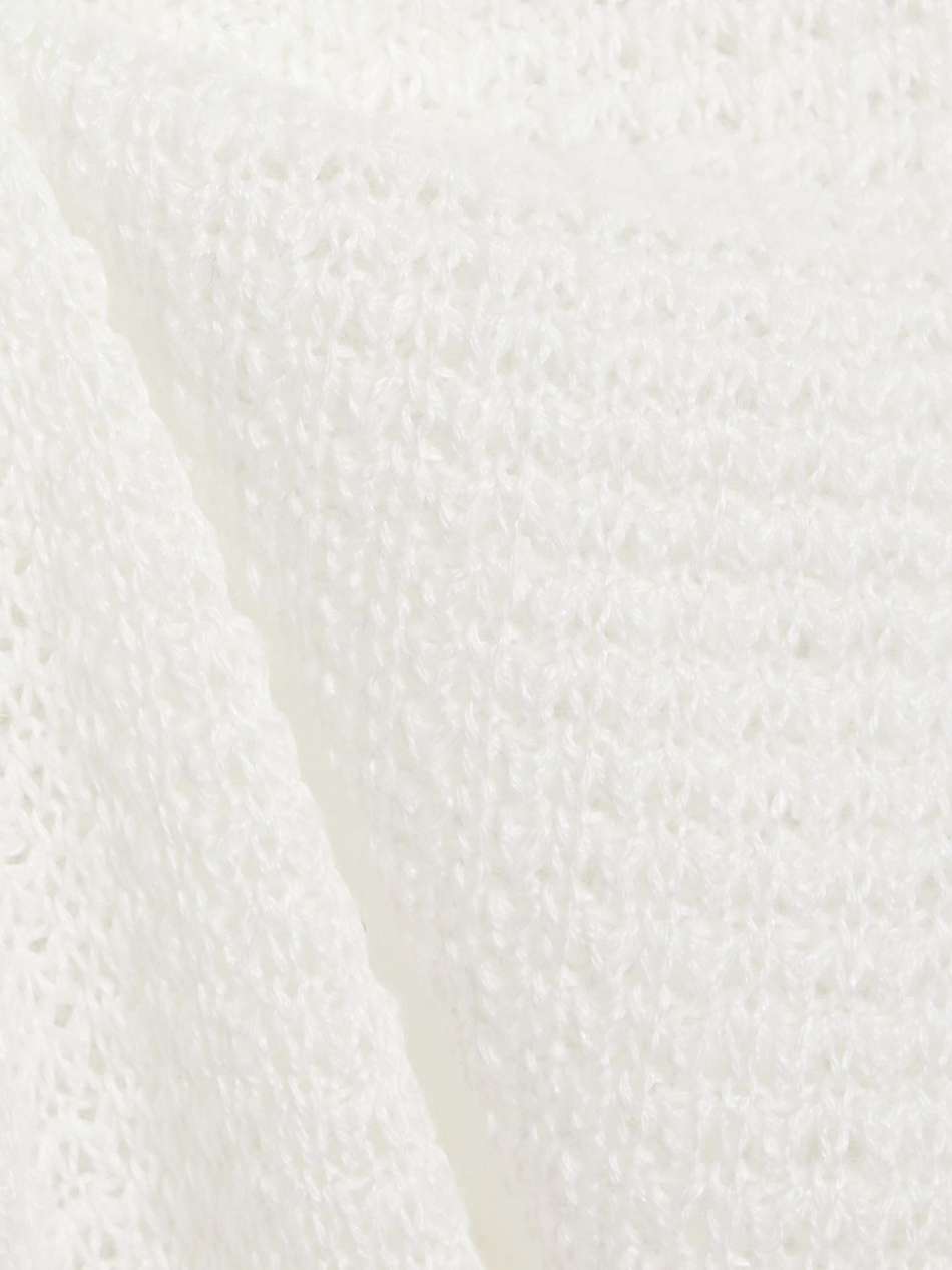 crochet-knit linen midi dress