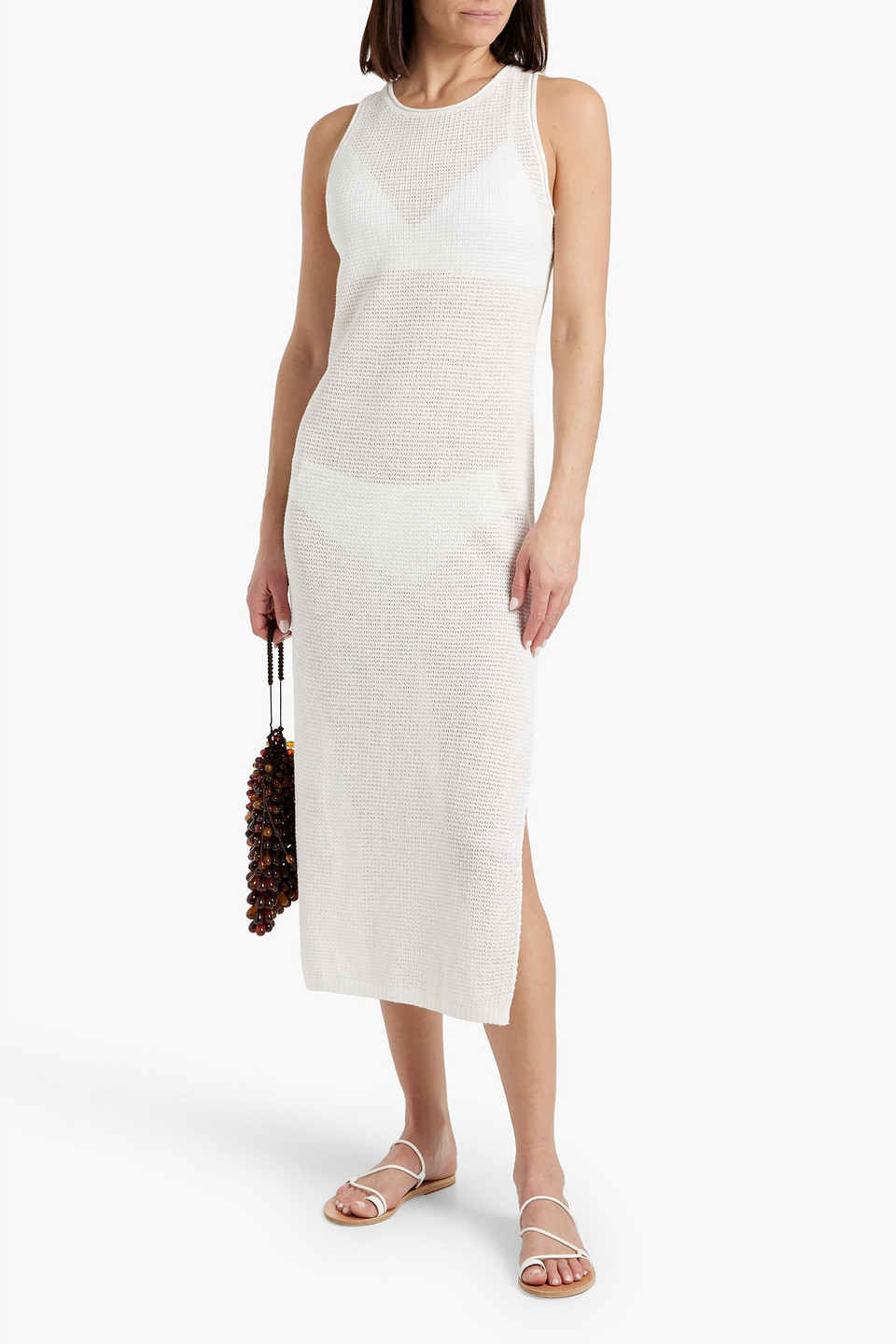 Shop Onia Crochet-knit Linen Midi Dress In White