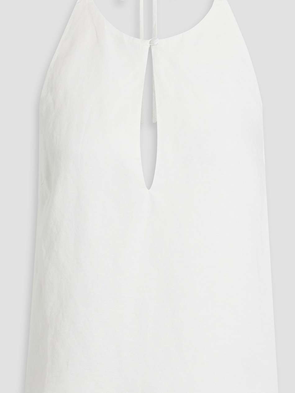 cutout linen and lyocell-blend halterneck top