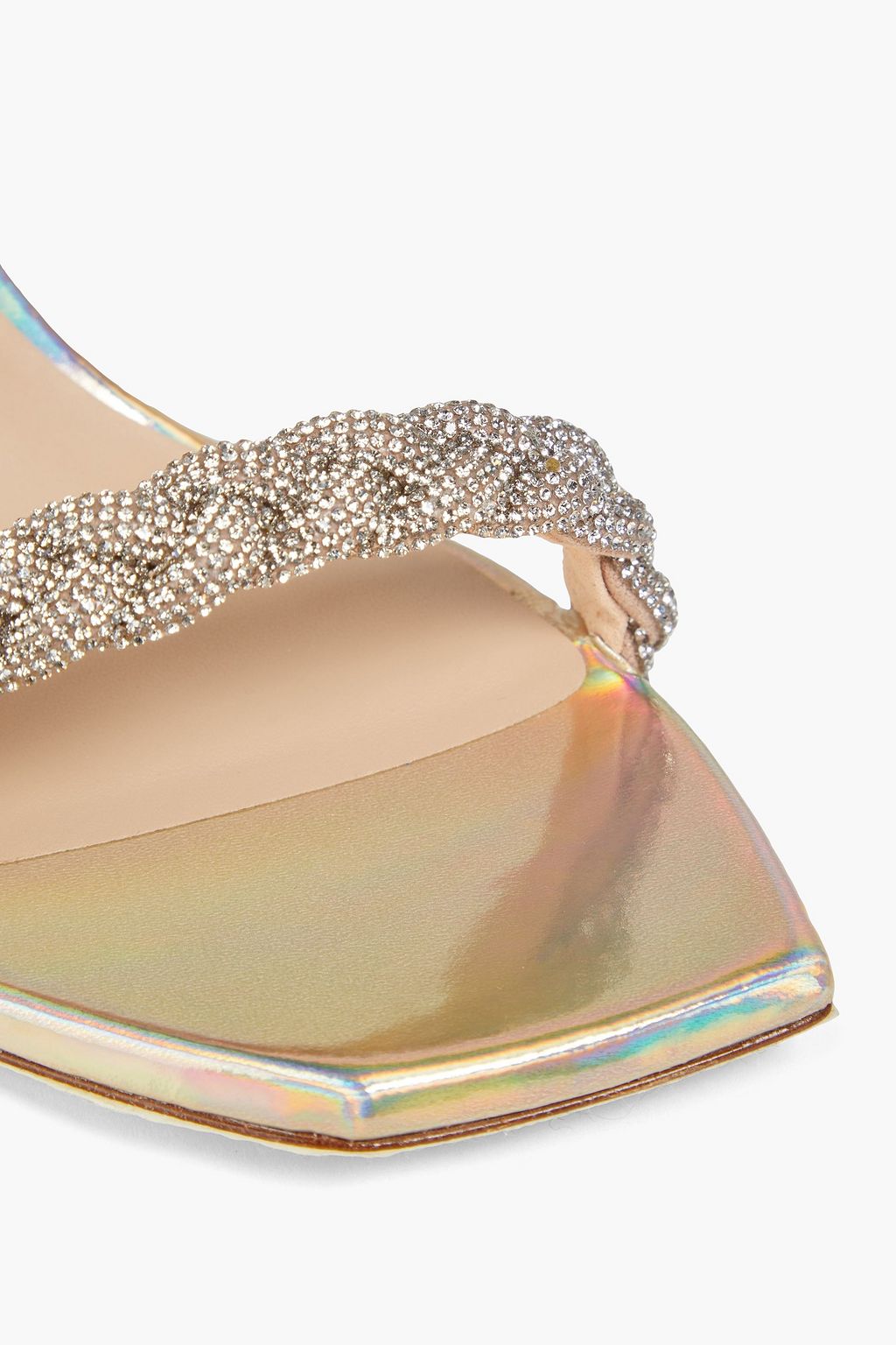 STUART WEITZMAN レザー サンダル パール光沢 クリスタル付き