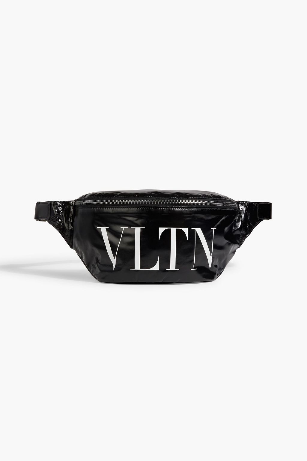 Logo print glossed leather belt bag