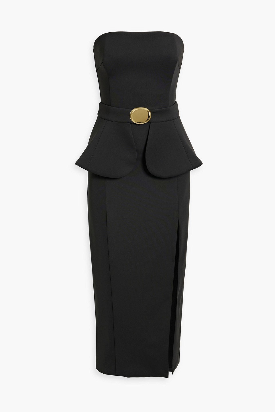 Nicholas Navaeh Strapless Belted Ponte Midi Dress In Black