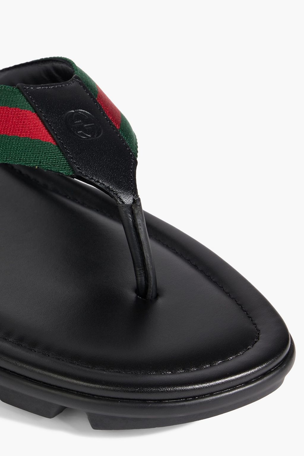 GUCCI Striped webbing flip flops
